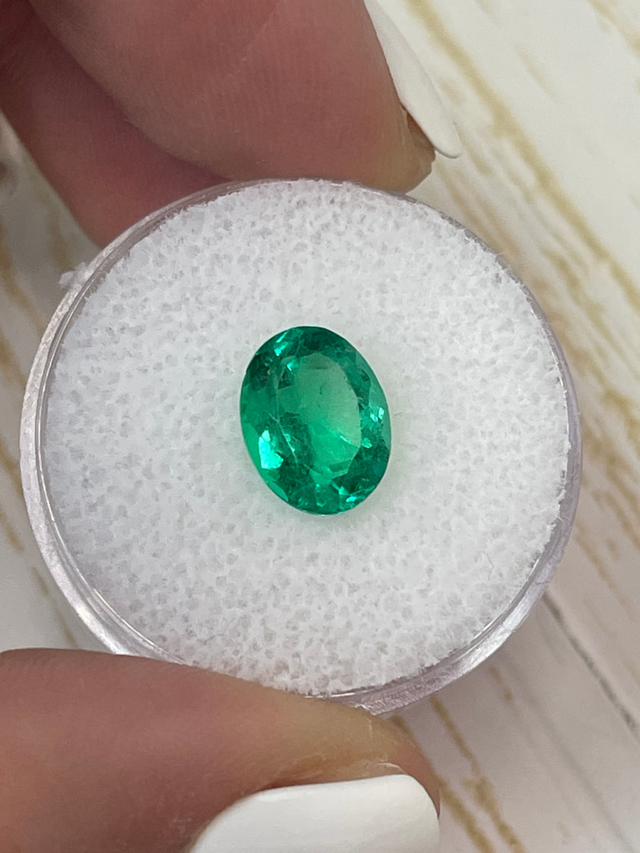 2.30 Carat 10x8 Vivid Muzo Green Natural Loose Colombian Emerald-Oval Cut
