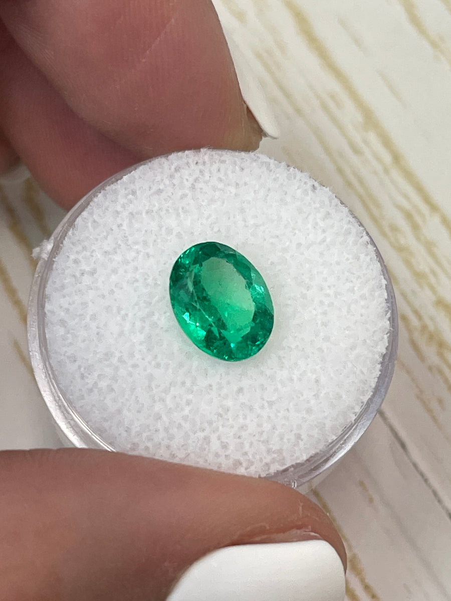 2.30 Carat 10x8 Vivid Muzo Green Natural Loose Colombian Emerald-Oval Cut