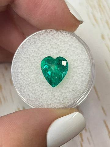 Emerald Gemstone - 3.22 Carat Heart Cut in Bluish Green