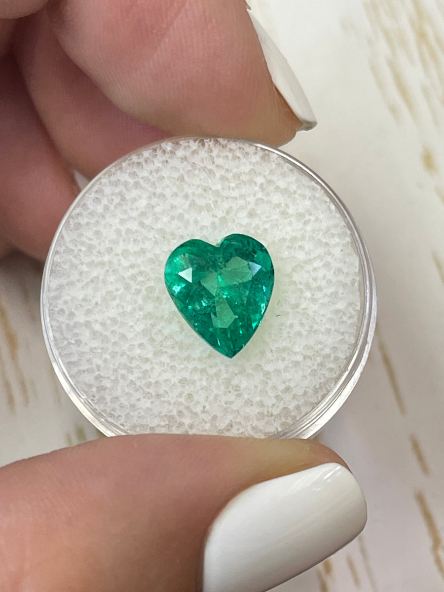 Exquisite Bluish Green Emerald - 3.22 Carat, Heart Shaped