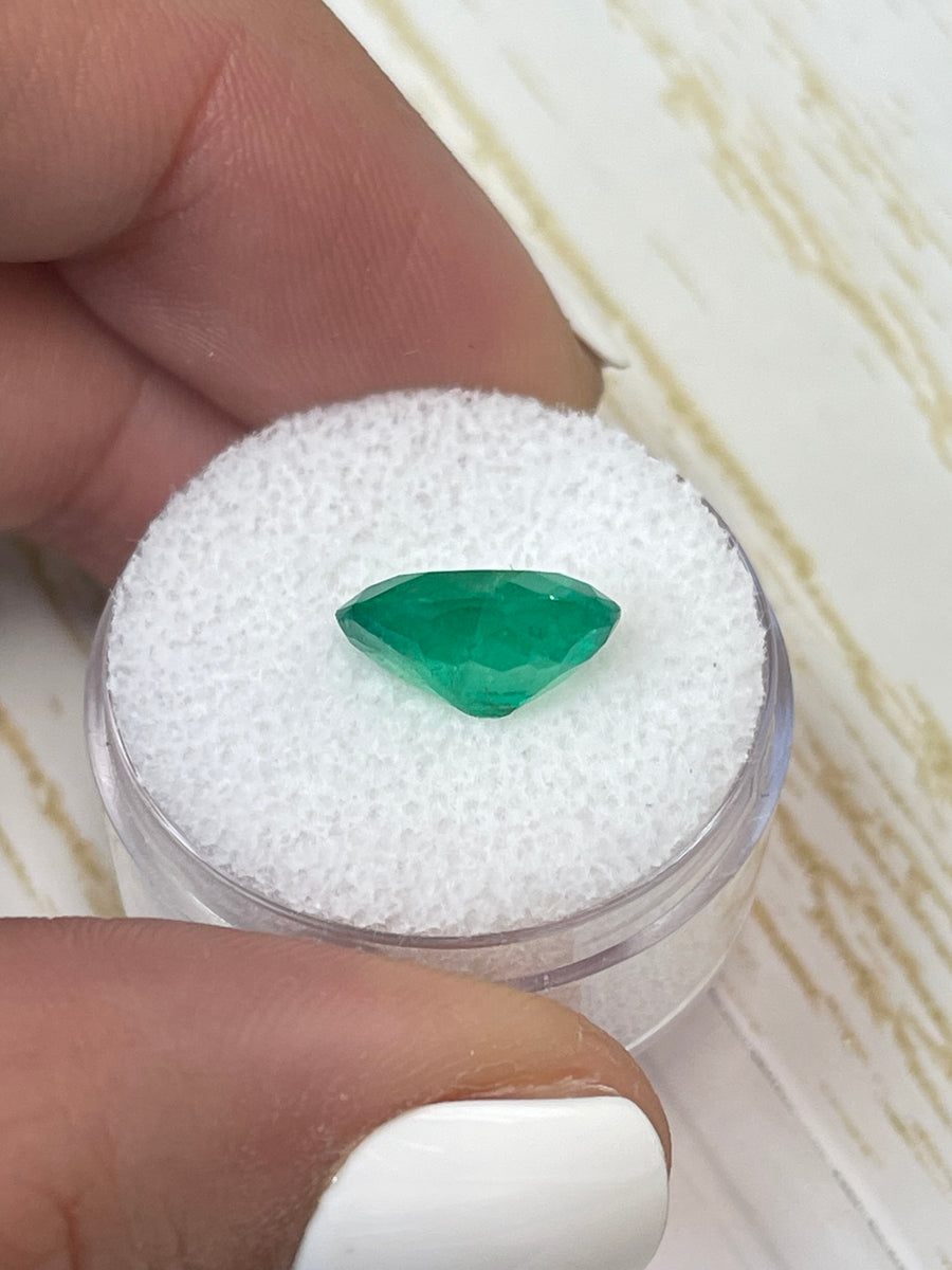 3.70 Carat 12x10 Vibrant Electric Green Natural Loose Colombian Emerald-Oval Cut