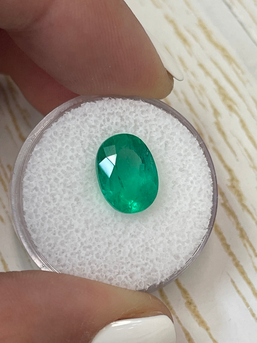 3.94 Carat Medium Dark Green Loose Colombian Emerald-Oval Cut