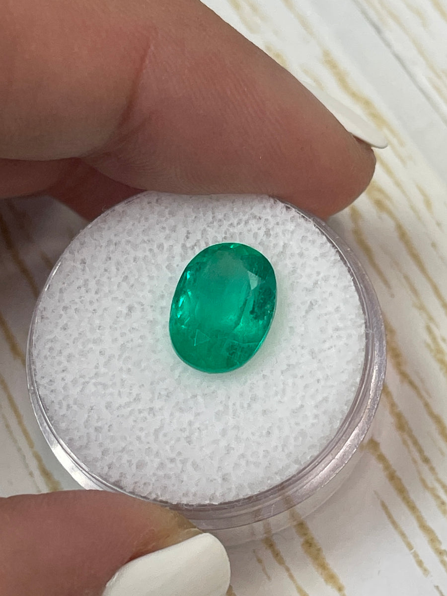 3.94 Carat Medium Dark Green Loose Colombian Emerald-Oval Cut