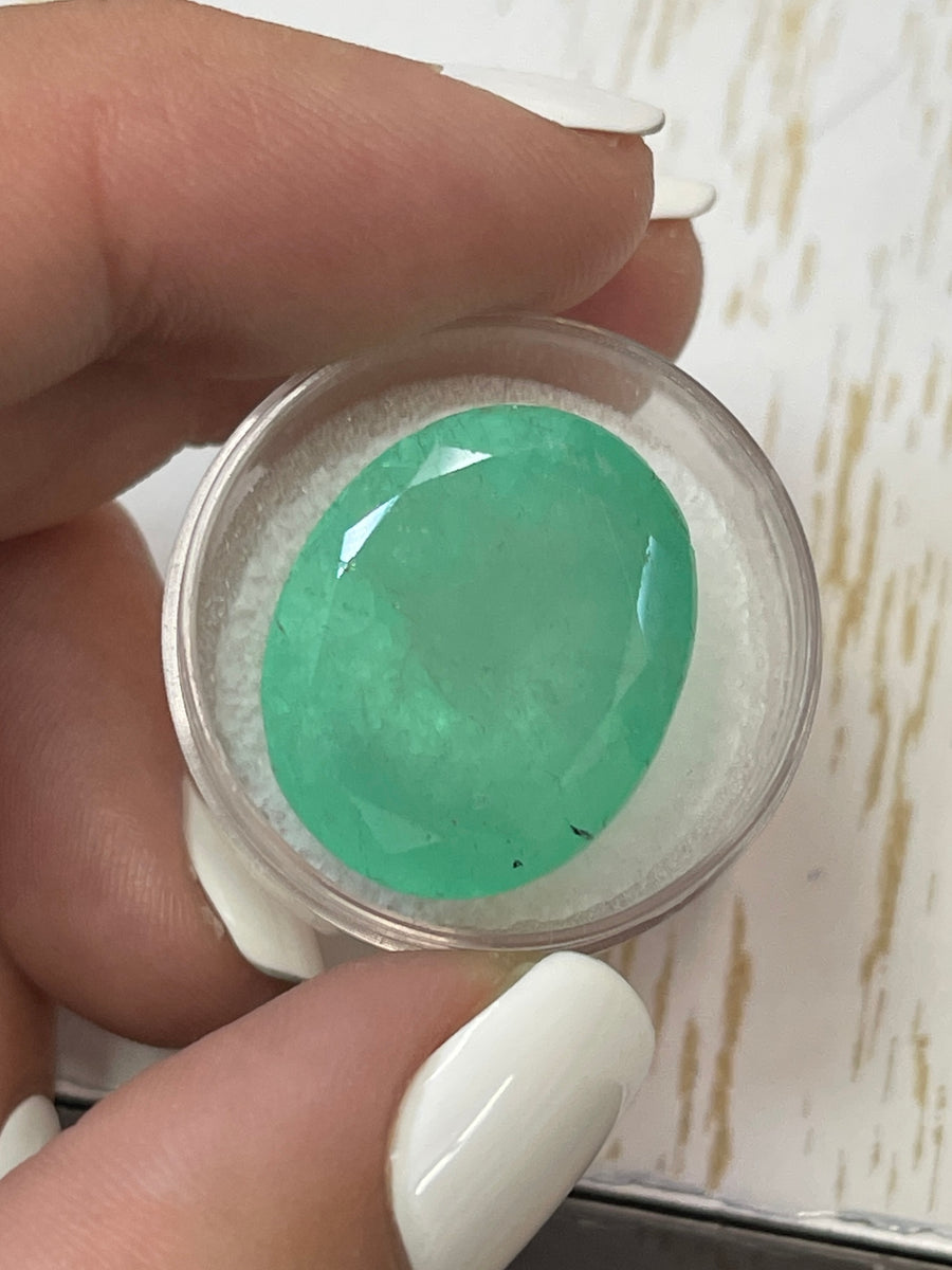Natural Loose Colombian Emerald - 34.96 Carats - Earthy Green Oval Cut
