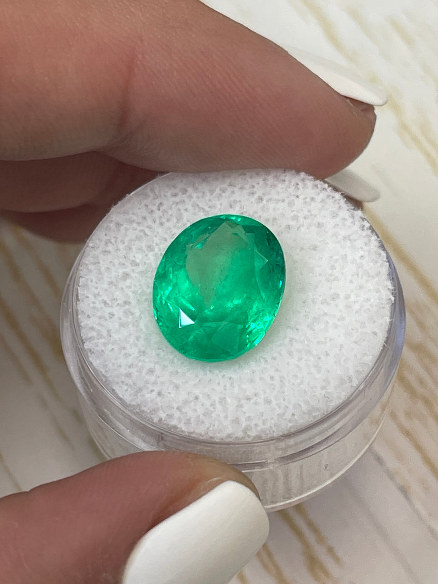 6.89 Carat Yellow-Green Oval Colombian Emerald - Genuine Loose Gem