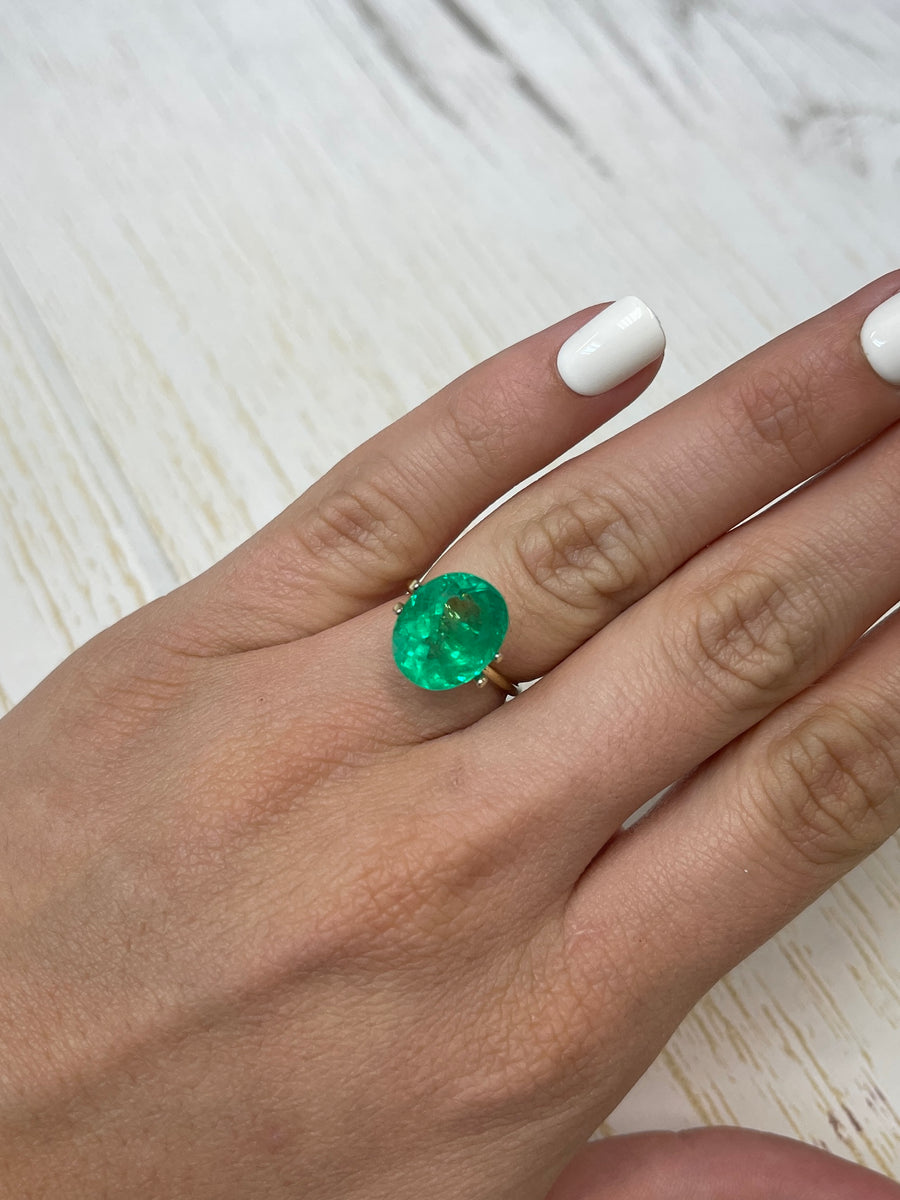 Yellow-Green Oval Emerald - 6.89 Carat Muzo Colombian Gemstone