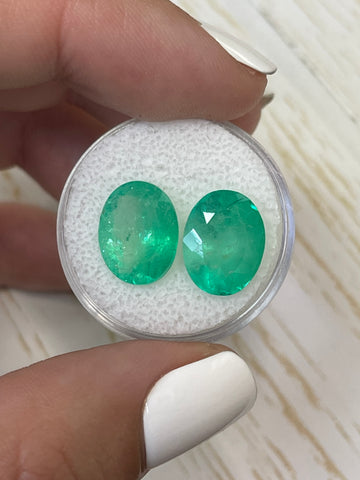Pair of Loose Oval Cut Colombian Emeralds - Totaling 9.81 Carats