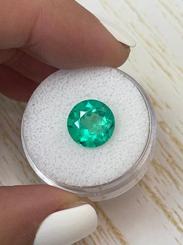 3.79 Carat Colombian Emerald - Vibrant Green Round Gem