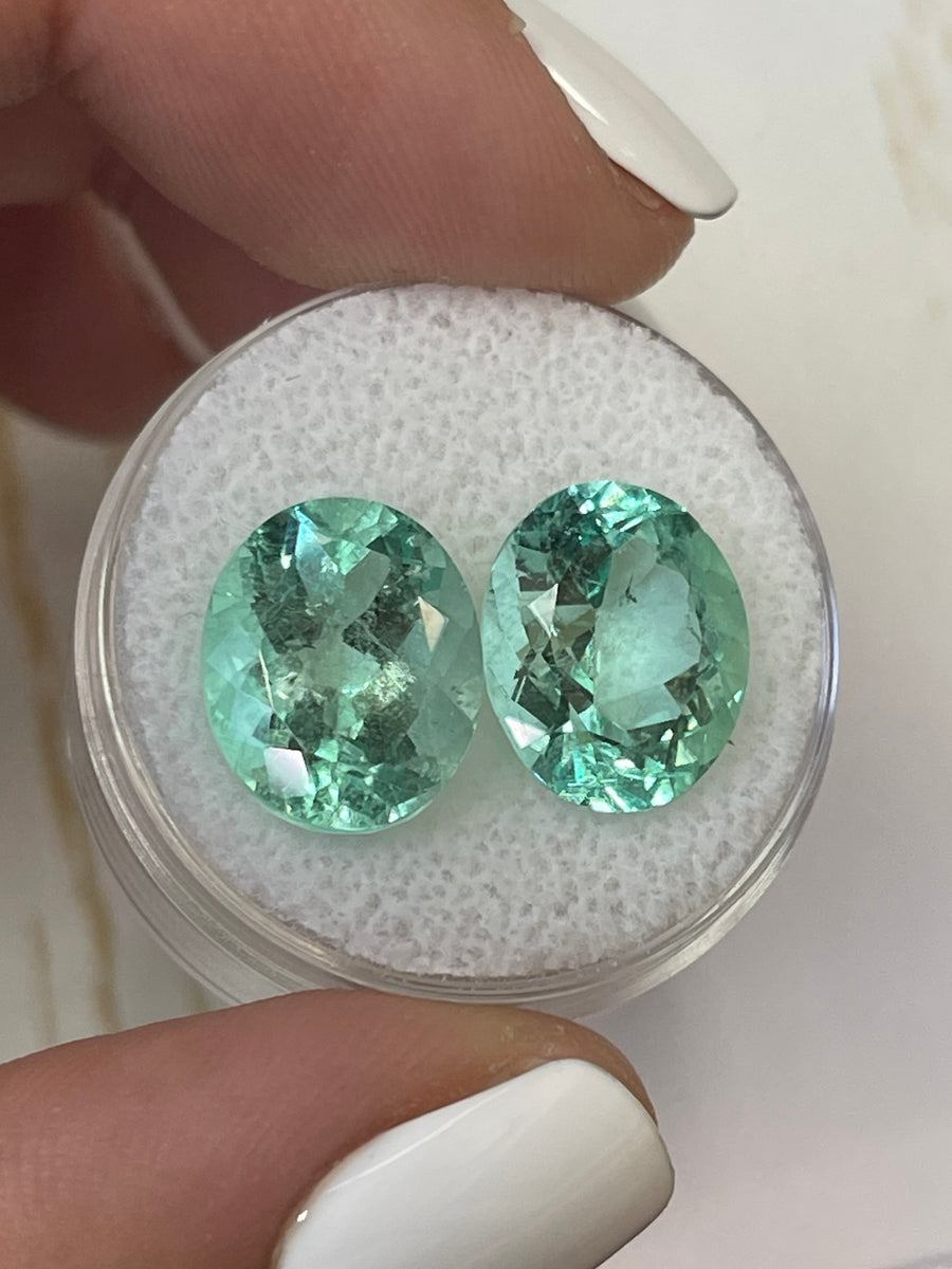 Set of Two 13x10mm Oval Loose Colombian Emeralds - 10.23ctw