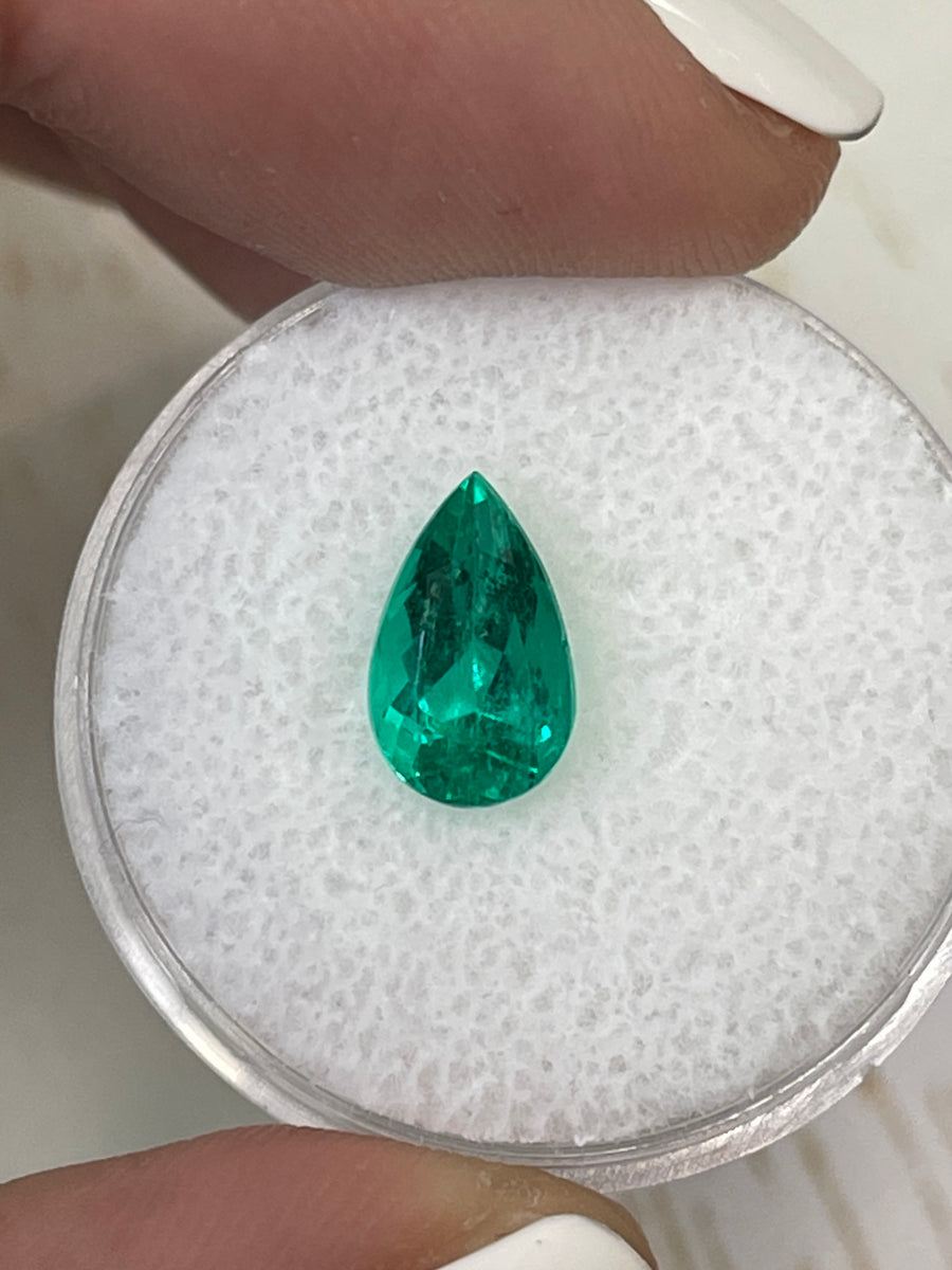 1.81 Carat 10x6 AAA+ Fine Green Natural Loose Colombian Emerald-Pear Cut