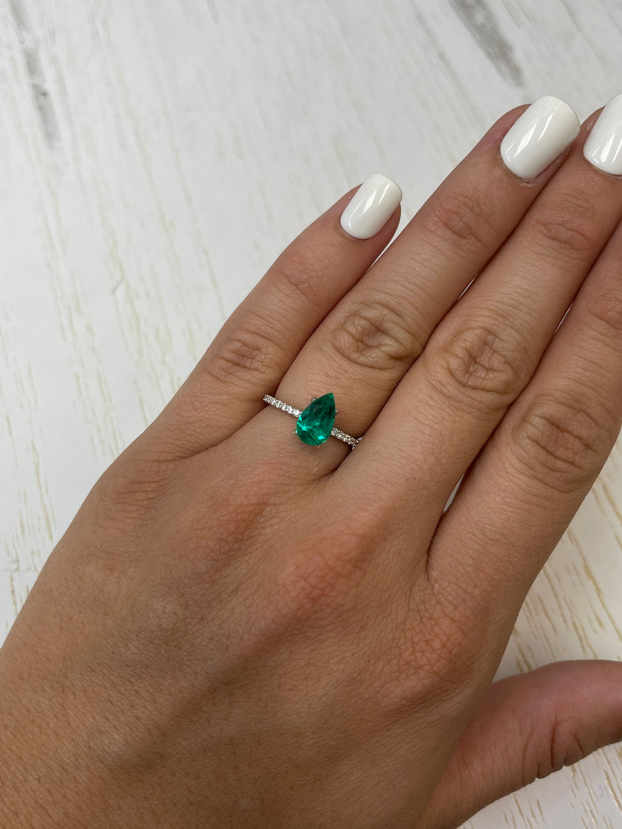 1.81 Carat 10x6 AAA+ Fine Green Natural Loose Colombian Emerald-Pear Cut