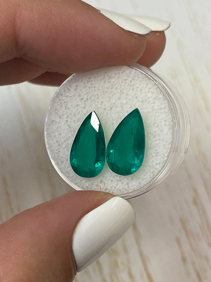 Gorgeous 14x8 Pear-Cut Colombian Emeralds - 5.84 TCW, Certified and Unmounted
