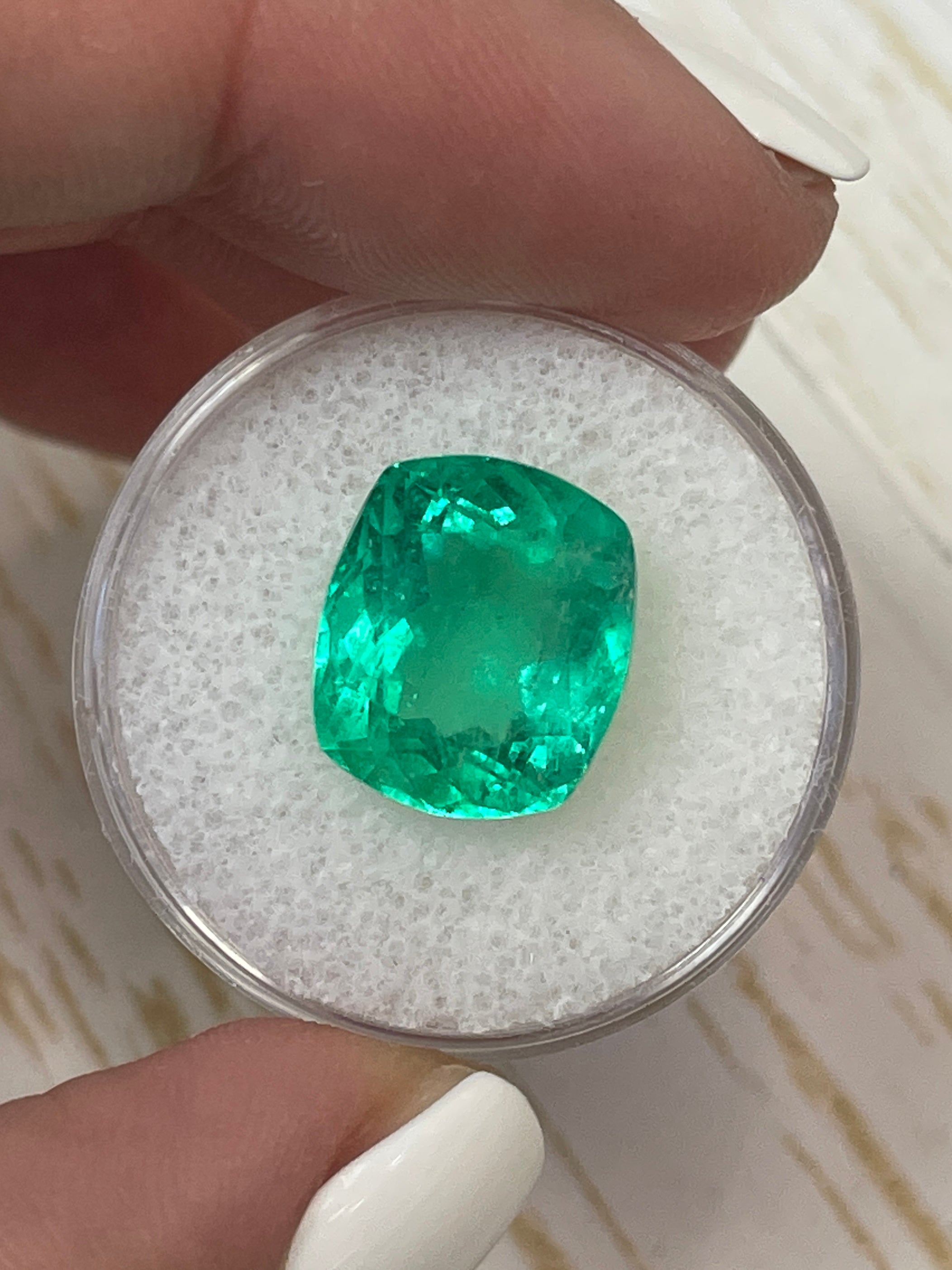 Natural Muzo Green Emerald - 8.20 Carat Cushion-Cut - 13.4x11.5mm