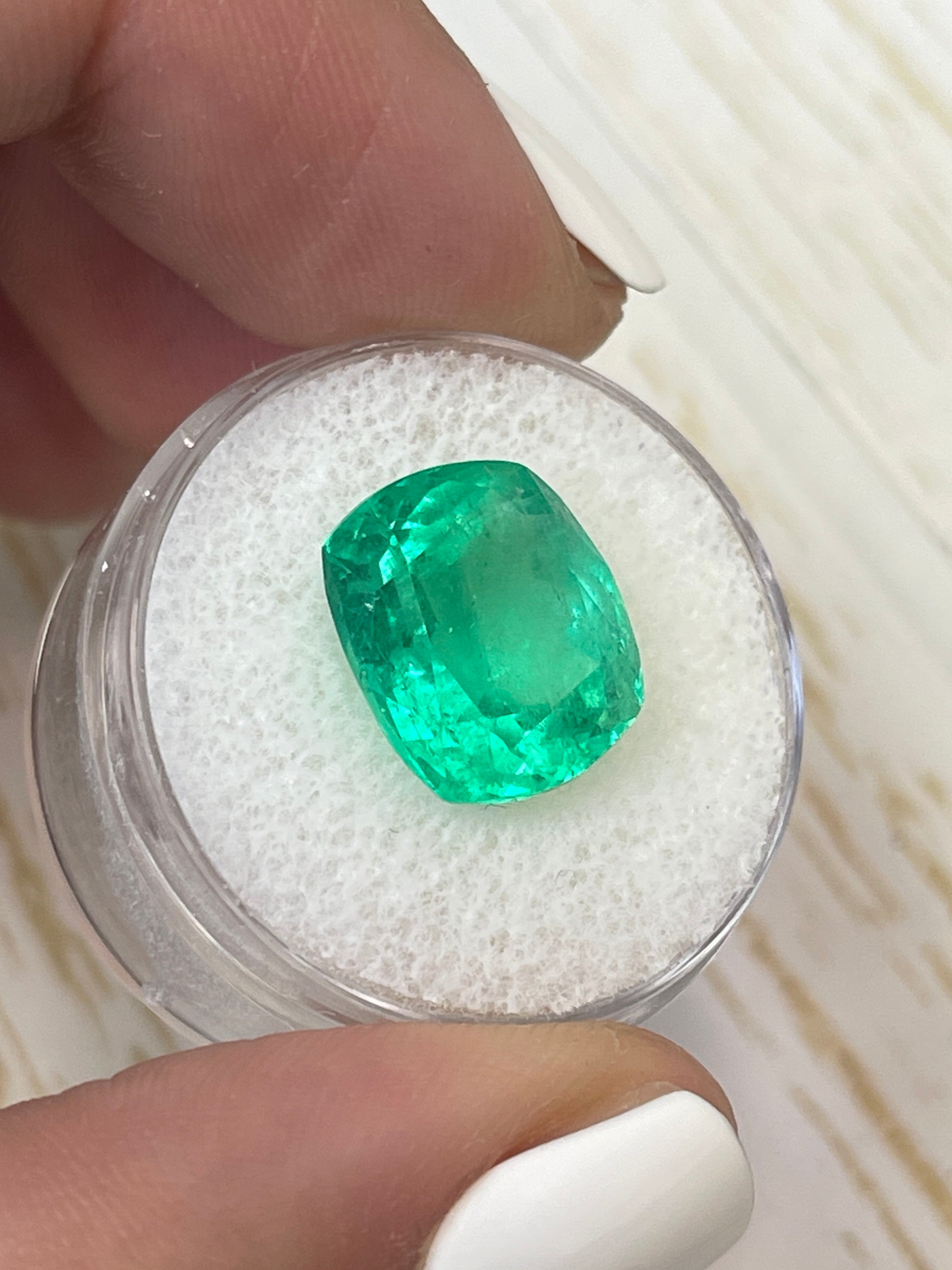 8.20 Carat Muzo Green Emerald - Authentic Colombian Cushion Gem