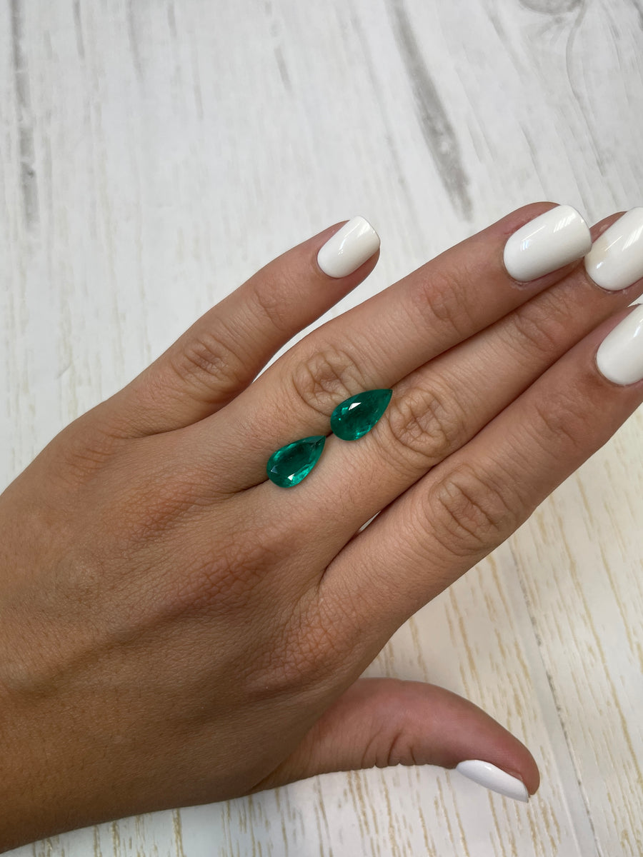 5.84 TCW Colombian Emeralds - AAA Certified Loose Pear-Cut Gemstones