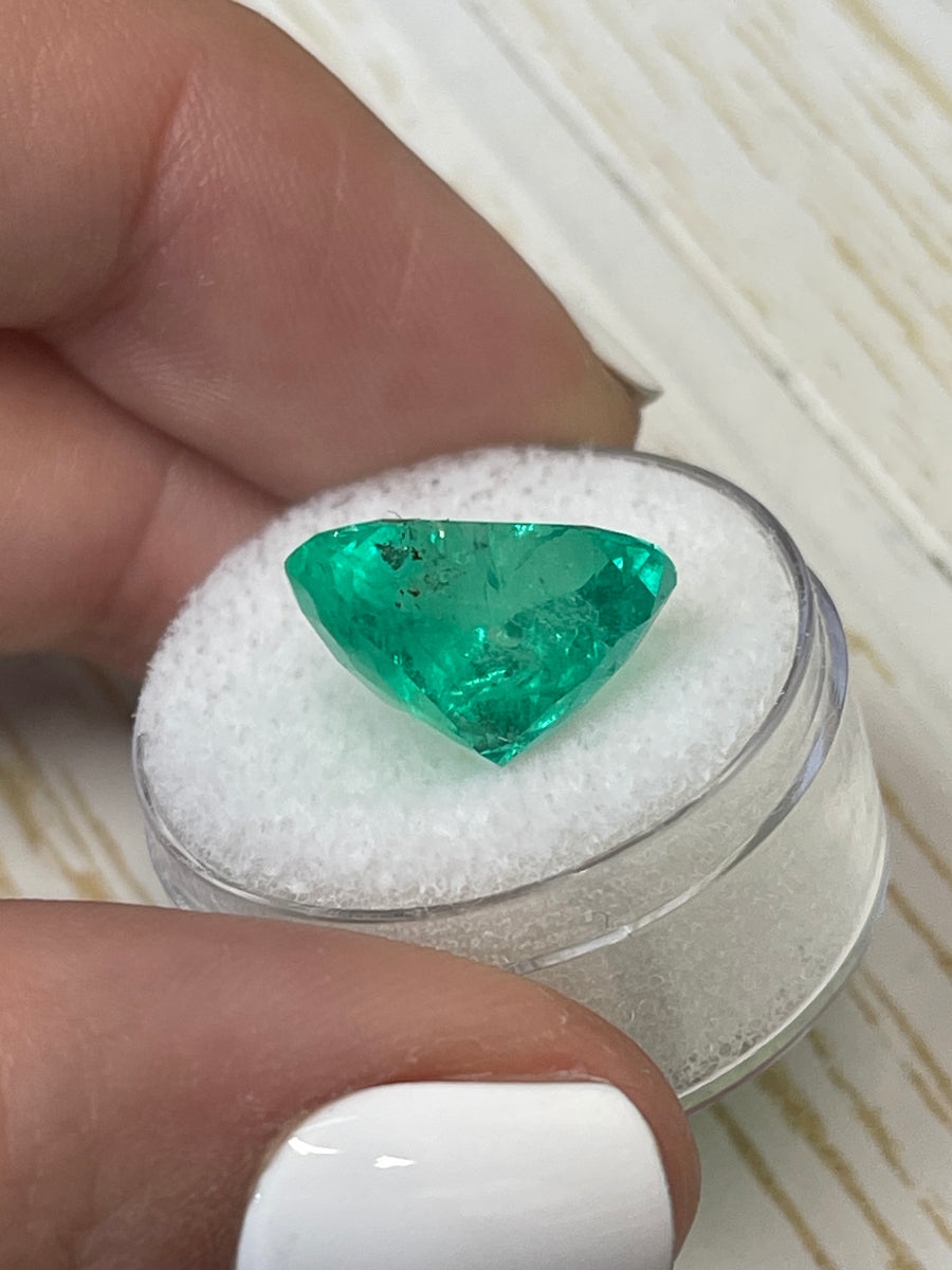Colombian Emerald - 8.90 Carat Heart-Shaped Gem in a 14x15mm Size with Bluish Green Color
