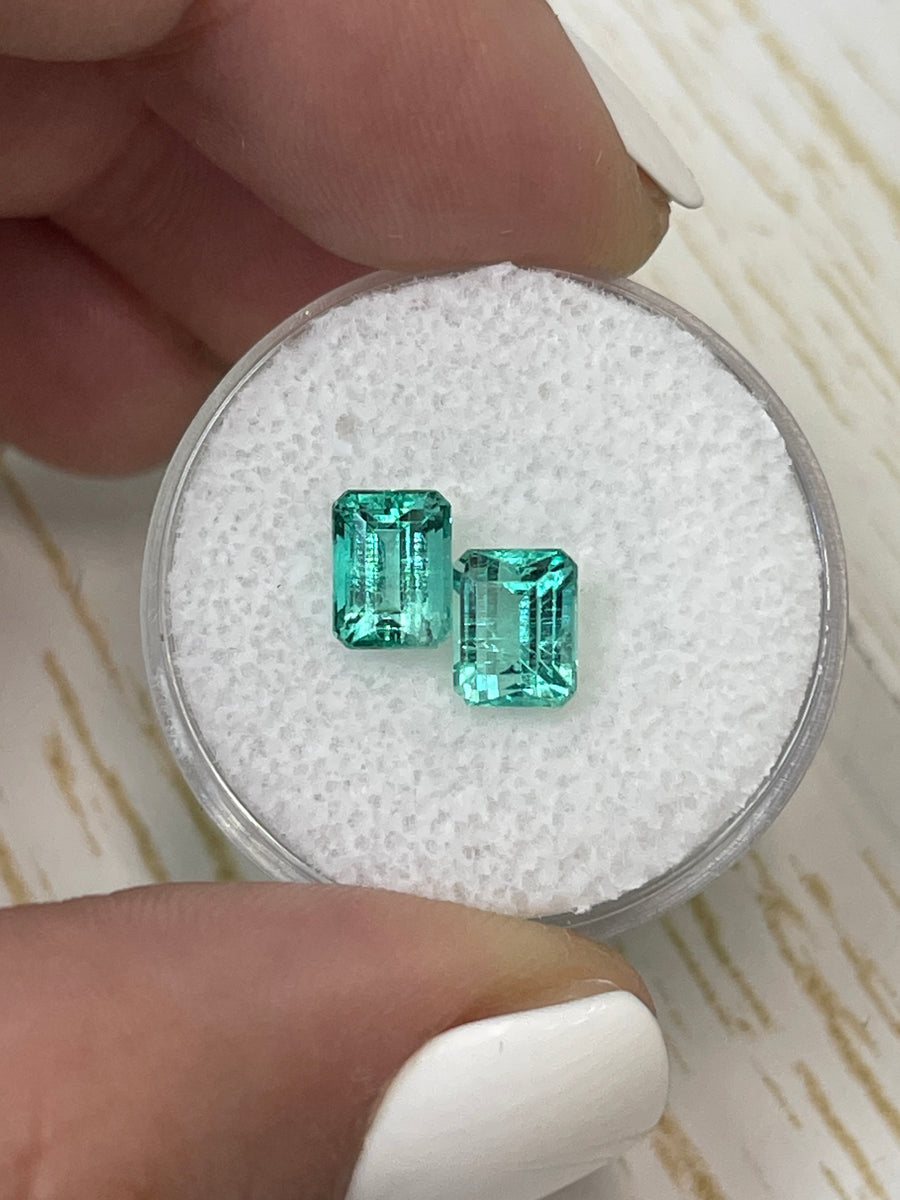 Matching Green Emeralds: 6x5 Dimensions, 2.06 Total Carat Weight