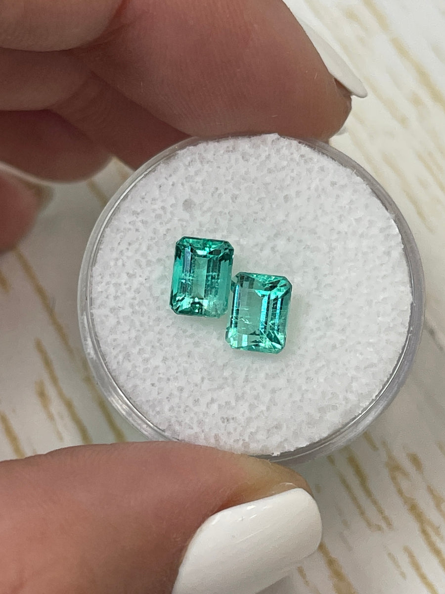 Two Green Loose Emeralds: 6x5 Size and 2.06 Total Carat Weight