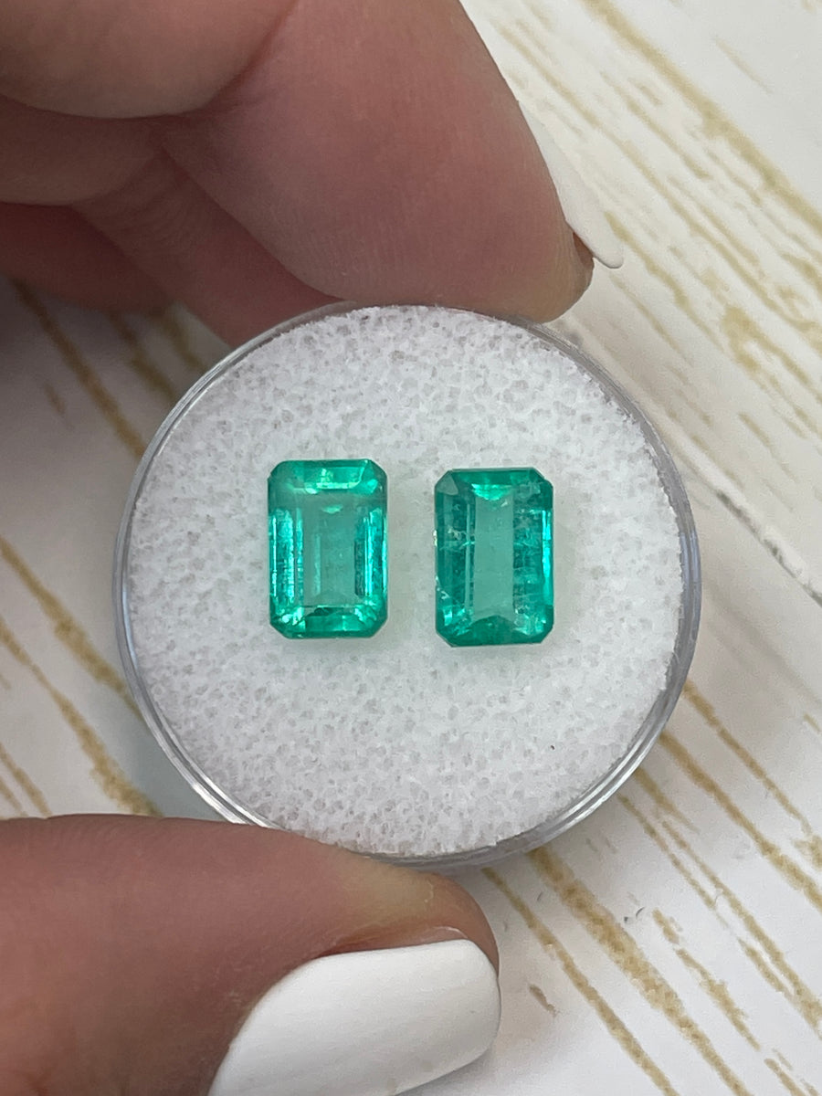 Pair of Loose Colombian Emeralds - Emerald Cut - 3.24 Total Carat Weight