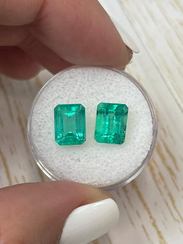 Pair of 9x7 Colombian Emeralds - Emerald Cut - Total Weight 4.69tcw