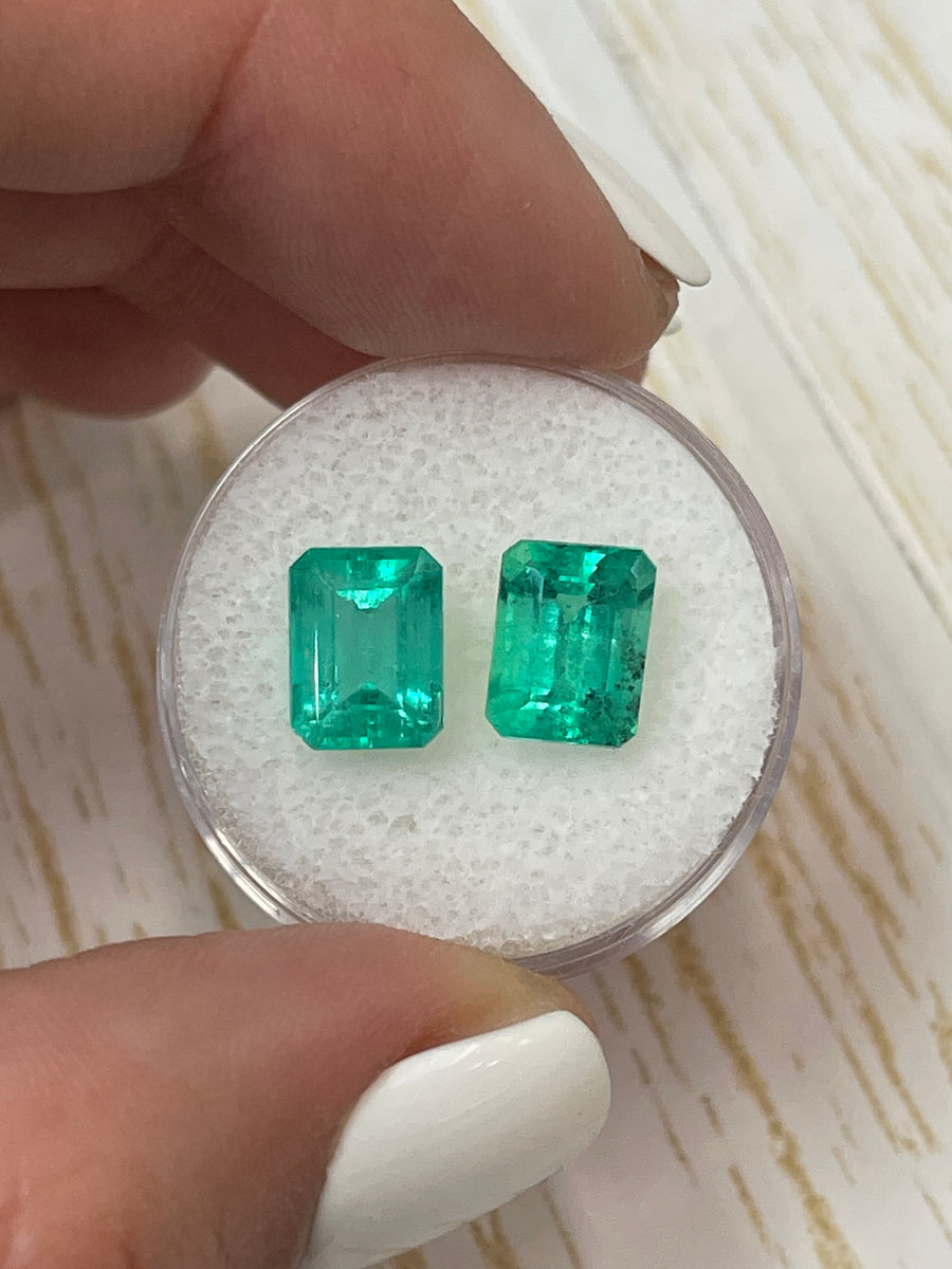Emerald Cut Loose Colombian Emeralds - Twin 9x7 Stones - 4.69tcw