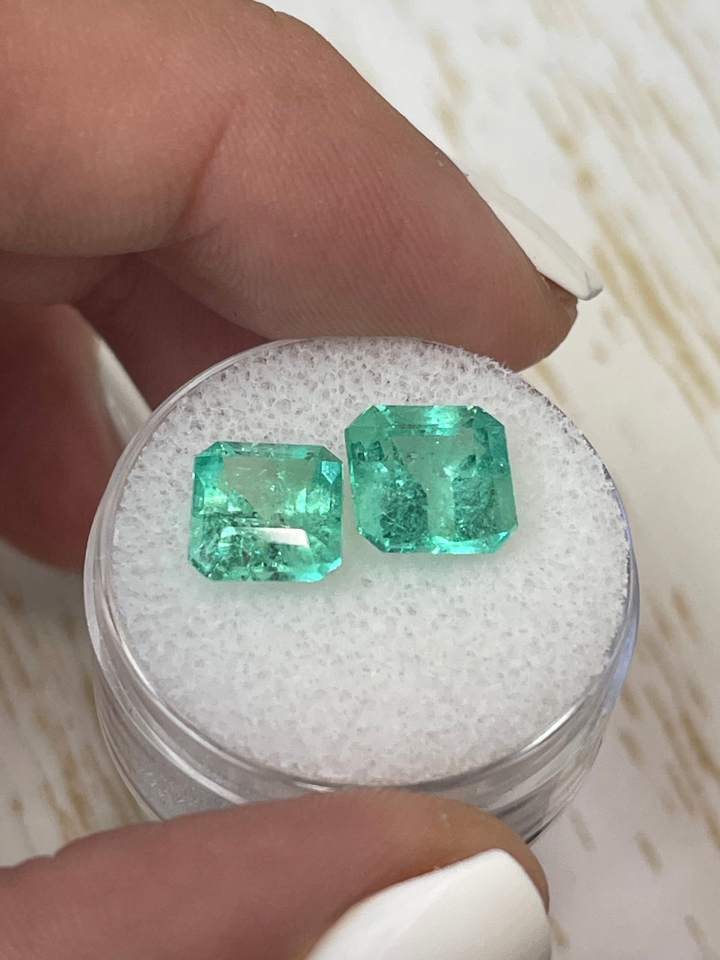 8.5x8 Asscher-Cut Colombian Emeralds - 5.49 Carats, Vibrant Green Hues