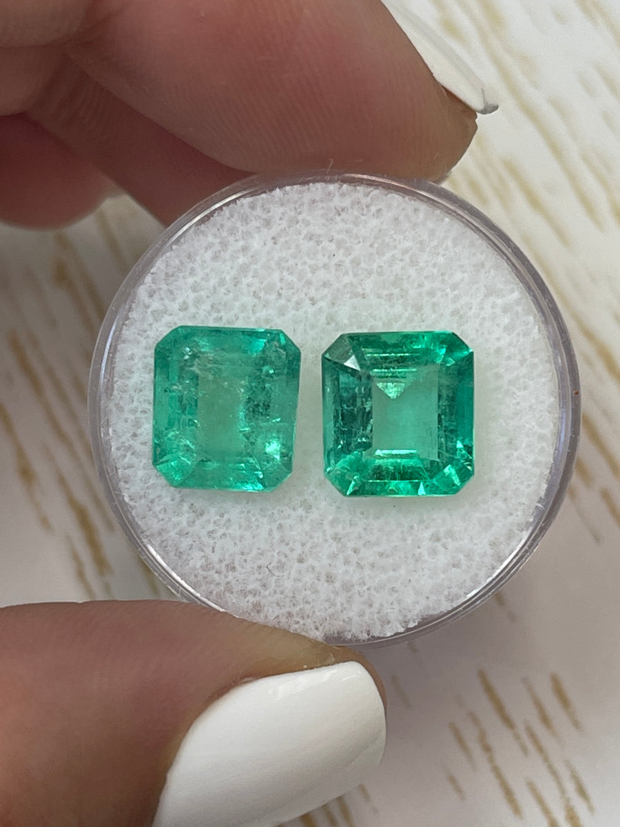 Asscher Cut Colombian Emeralds - 6.23 Total Carat Weight (tcw) - Set of 10x9 Loose Gems
