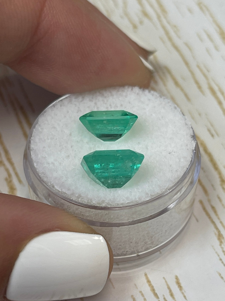 6.23tcw Loose Colombian Emeralds - Identical Asscher Cut - Gem Pair