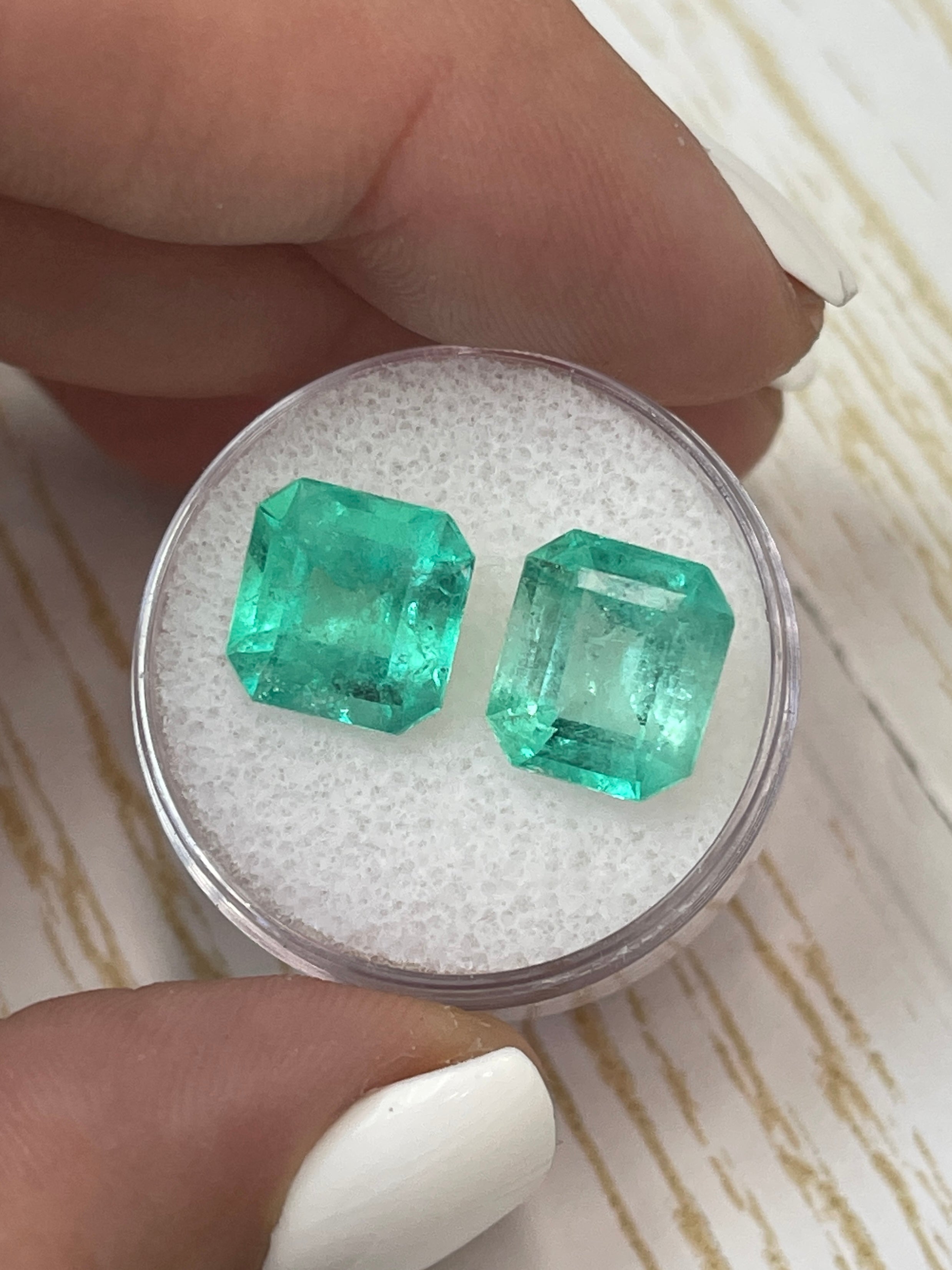 Emerald Gemstones - 8.01tcw - Precisely Matched Colombian Greens - Asscher Cuts