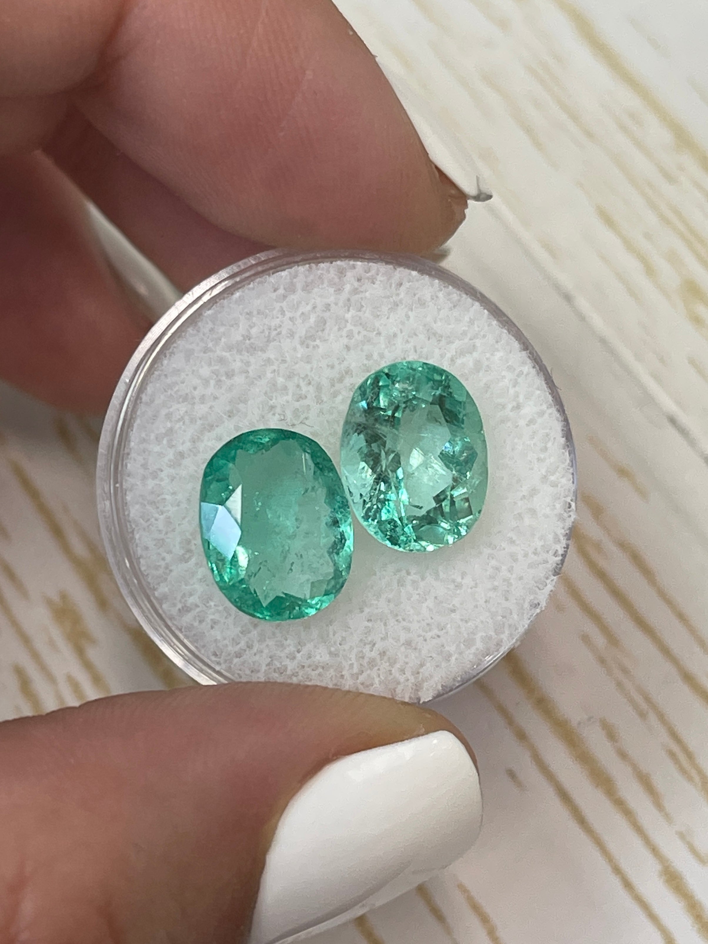 Pair of Oval-Shaped Colombian Emeralds - 11x9mm Each