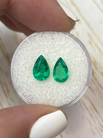 Pair of Colombian Emeralds - Pear Shaped - 2.32 Total Carat Weight