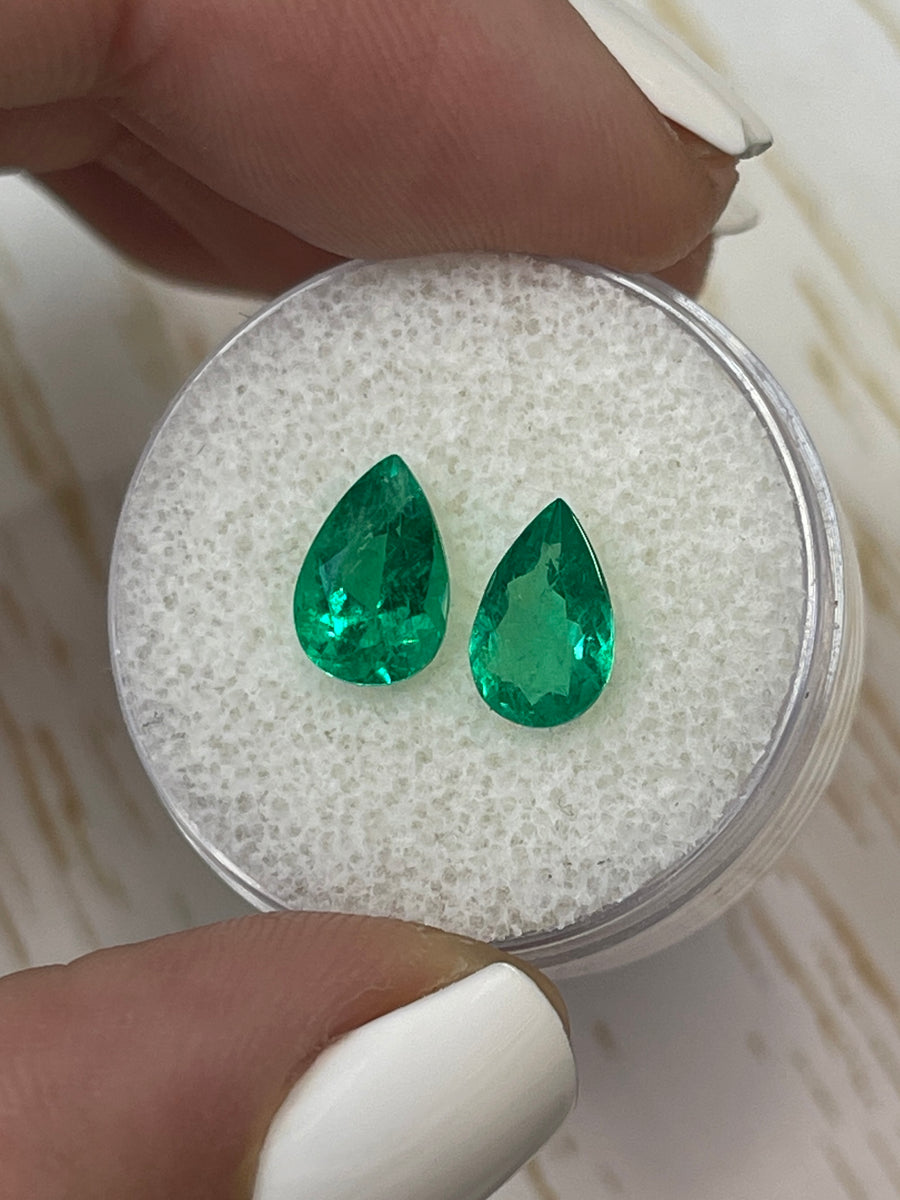 Twin Pear-Cut Loose Colombian Emeralds - 2.32 Total Carat Weight
