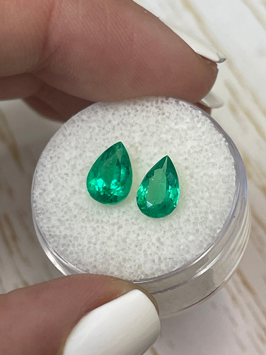 Colombian Emerald Duo - 2.32 Carats - Pear Shaped