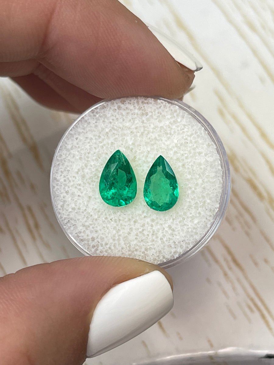 2.32 Carat Colombian Emeralds - Pear-Cut - Sold as a Pair