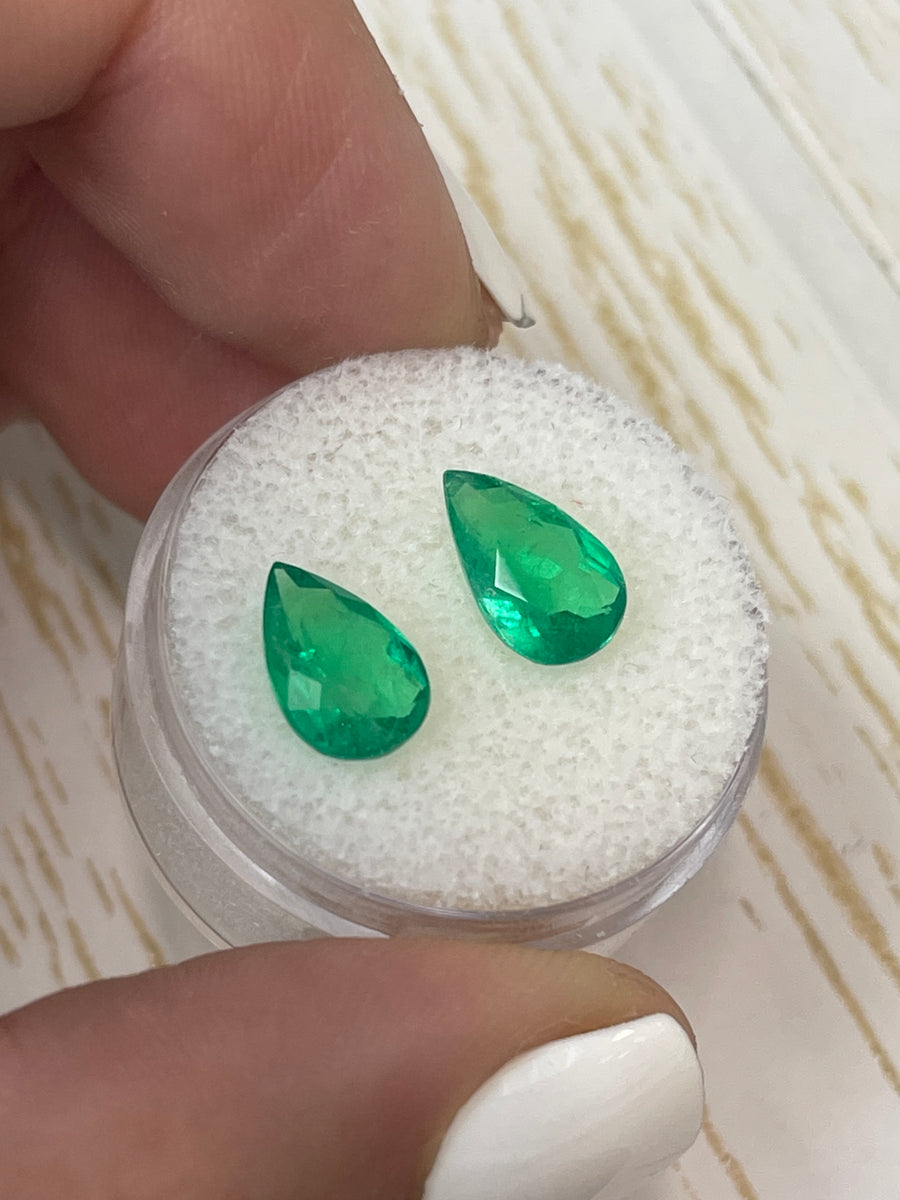Matching Colombian Pear-Shaped Emeralds - 2.33 Total Carat Weight