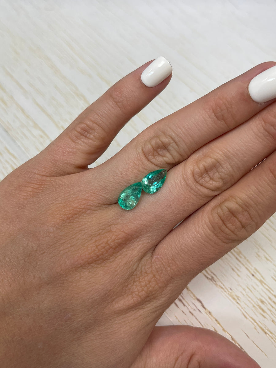 Colombian Emeralds for Custom Jewelry - Two Pear-Cut Gems - 4.76tcw