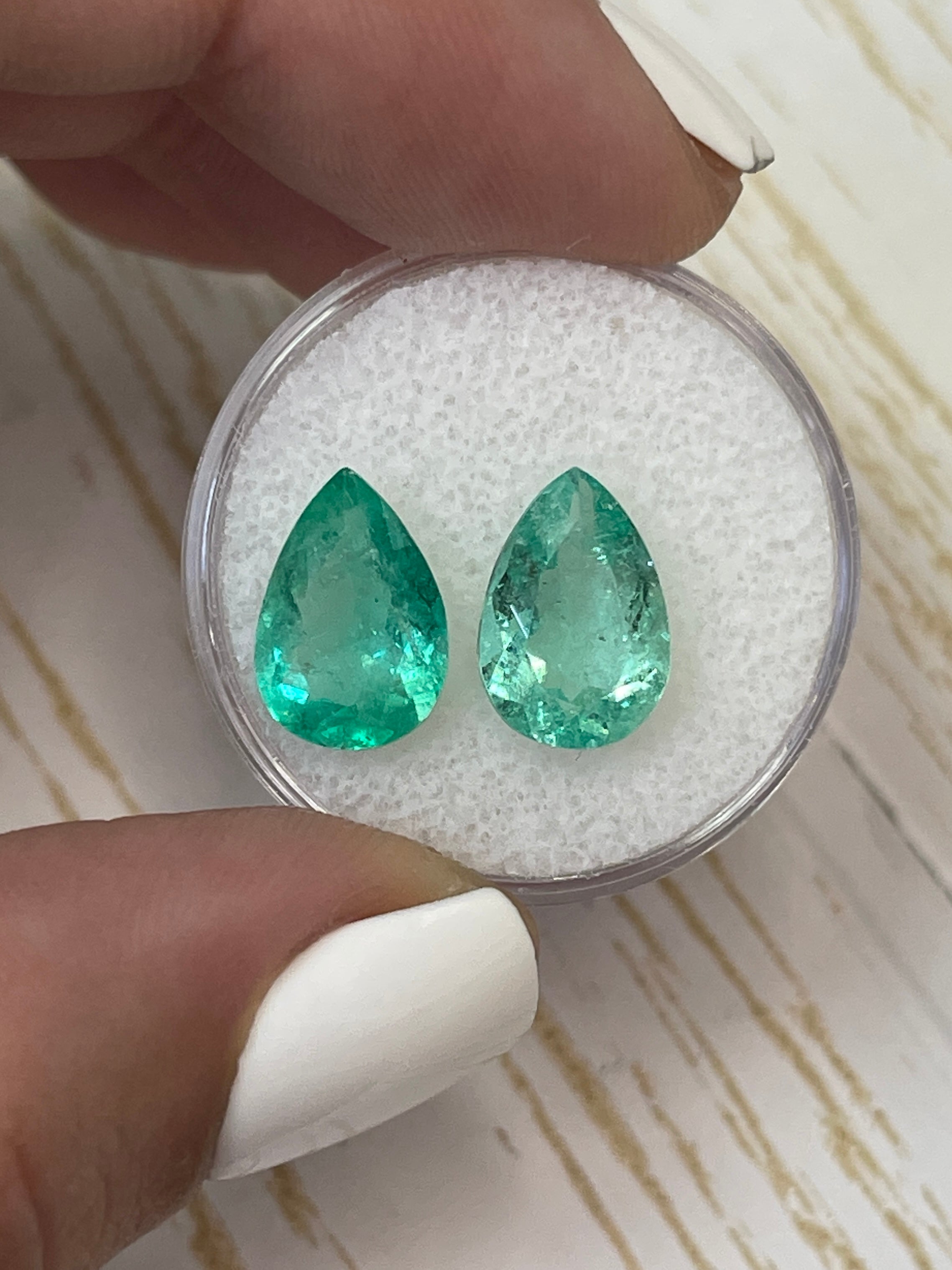 12x8 Pear Cut Colombian Emeralds - A Set of 5.72 Total Carat Weight Loose Gems