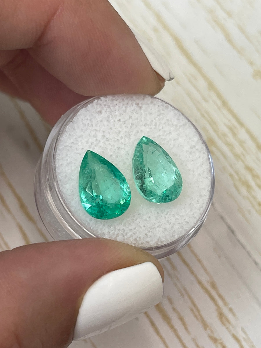 Stunning Loose Colombian Emeralds - 12x8 Pear Cut, Totaling 5.72 Carats