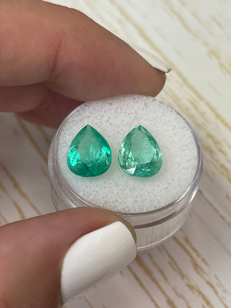 Matched Set of Loose Colombian Emeralds - 12x8 Pear Cut, 5.72 Carats in Total