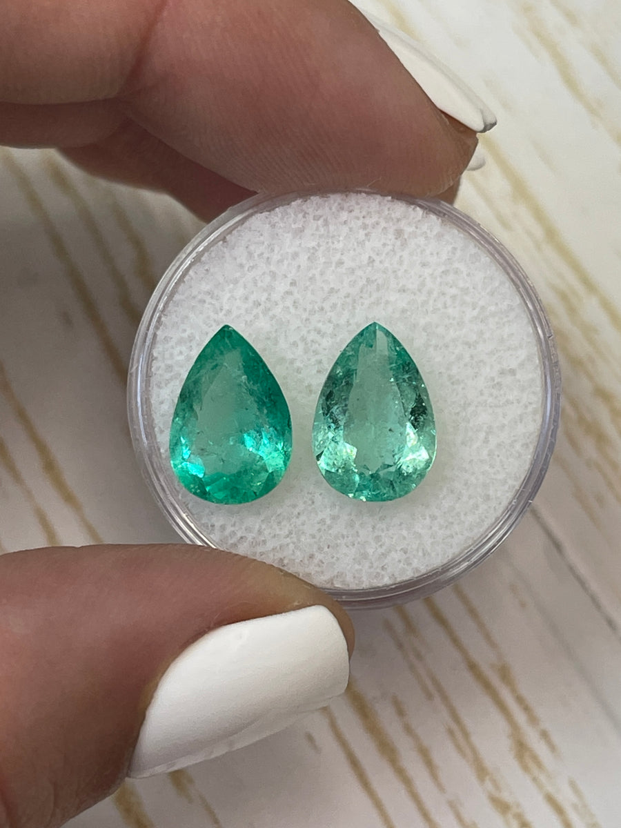 5.72tcw Loose Colombian Emeralds - Beautiful 12x8 Pear Cut Gemstones