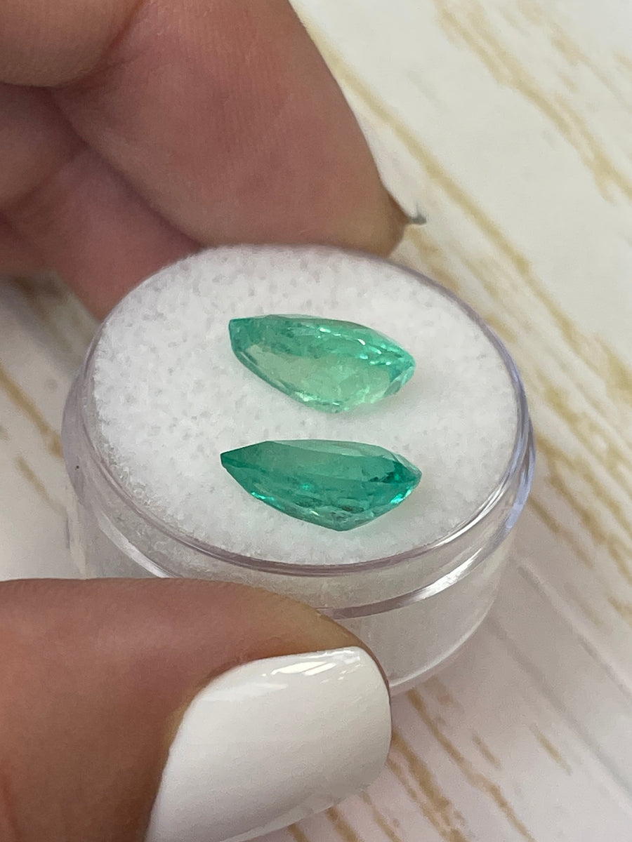 12x8 Pear Cut Colombian Emeralds - A Collection of 5.72 Total Carat Weight Gems