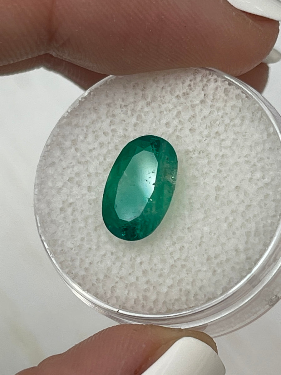 Natural Colombian Emerald - Oval Shape, 2.42 Carat, Medium Dark Green