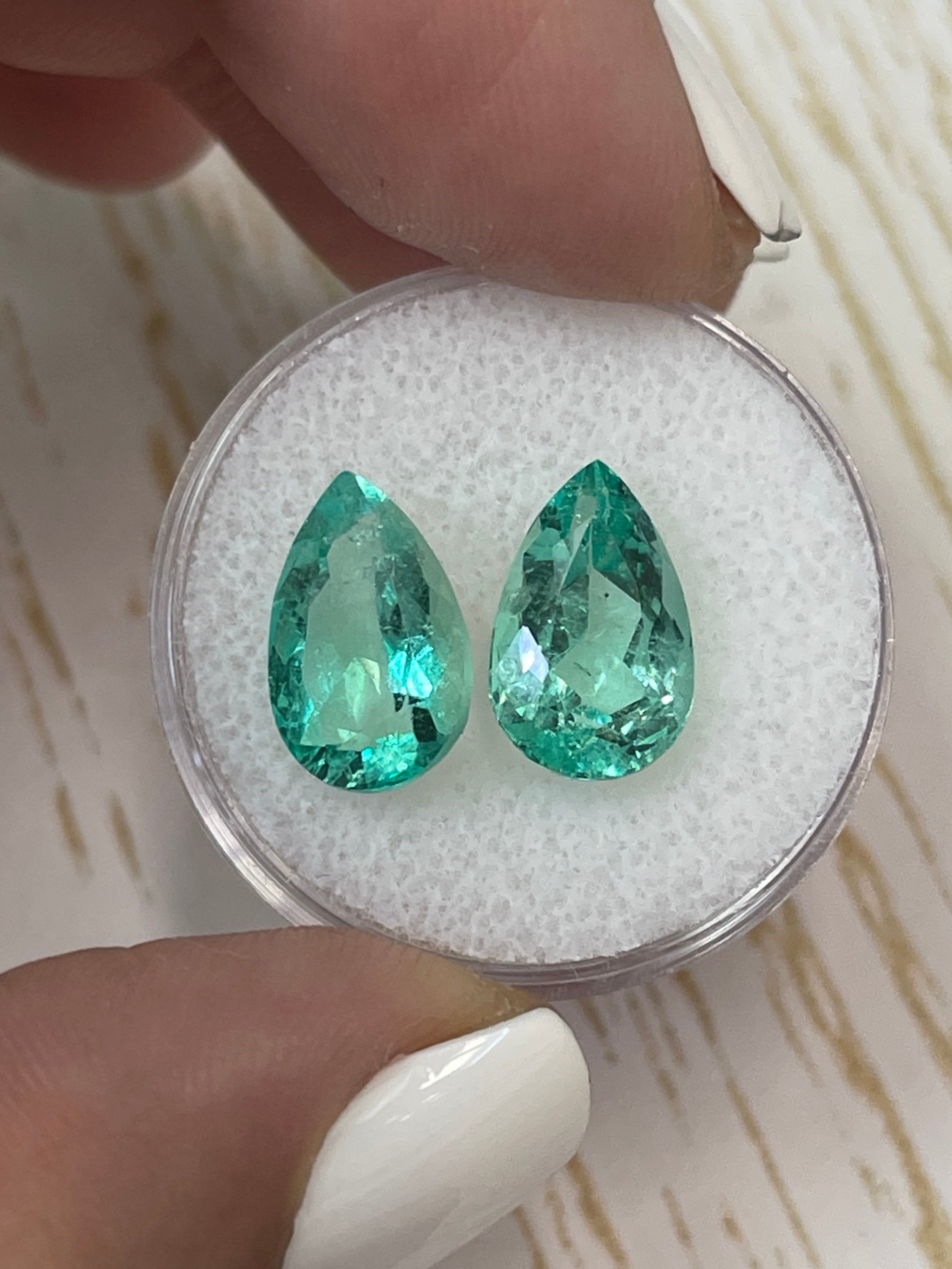 Stunning 6.11 Total Carat Weight Colombian Emeralds - 12.5x8 Pear Cut