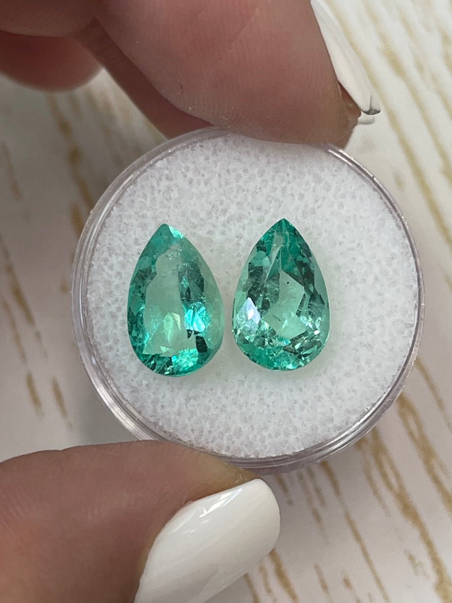 Stunning 6.11 Total Carat Weight Colombian Emeralds - 12.5x8 Pear Cut