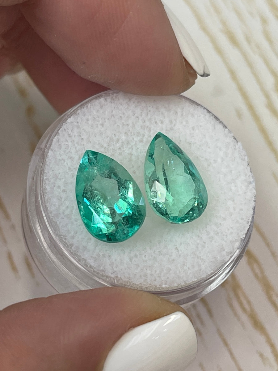 Vibrant 6.11tcw Loose Colombian Emeralds - 12.5x8 Pear-Shaped Gems