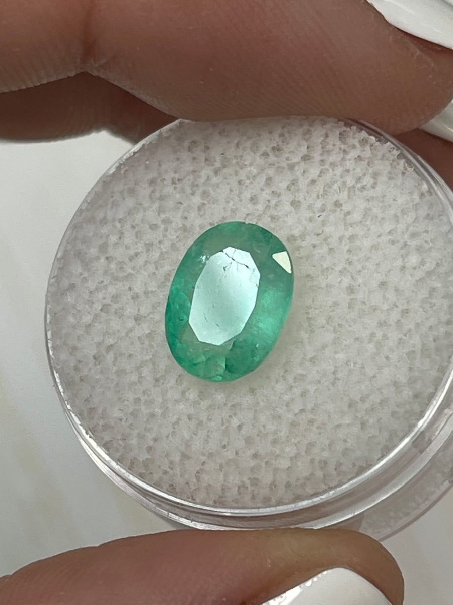 Oval-Shaped 2.42 Carat Colombian Emerald in Soft Green