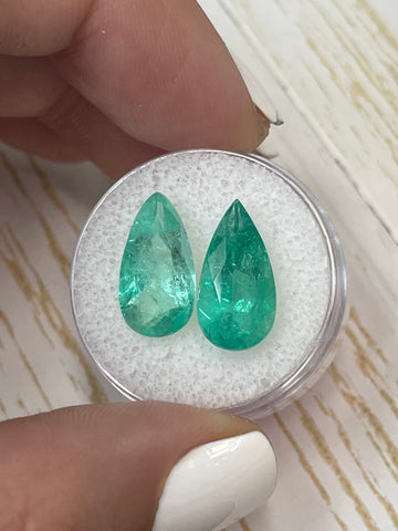 Stunning 7.60 Total Carat Weight Pear-Cut Colombian Emerald Pair - Loose Gems