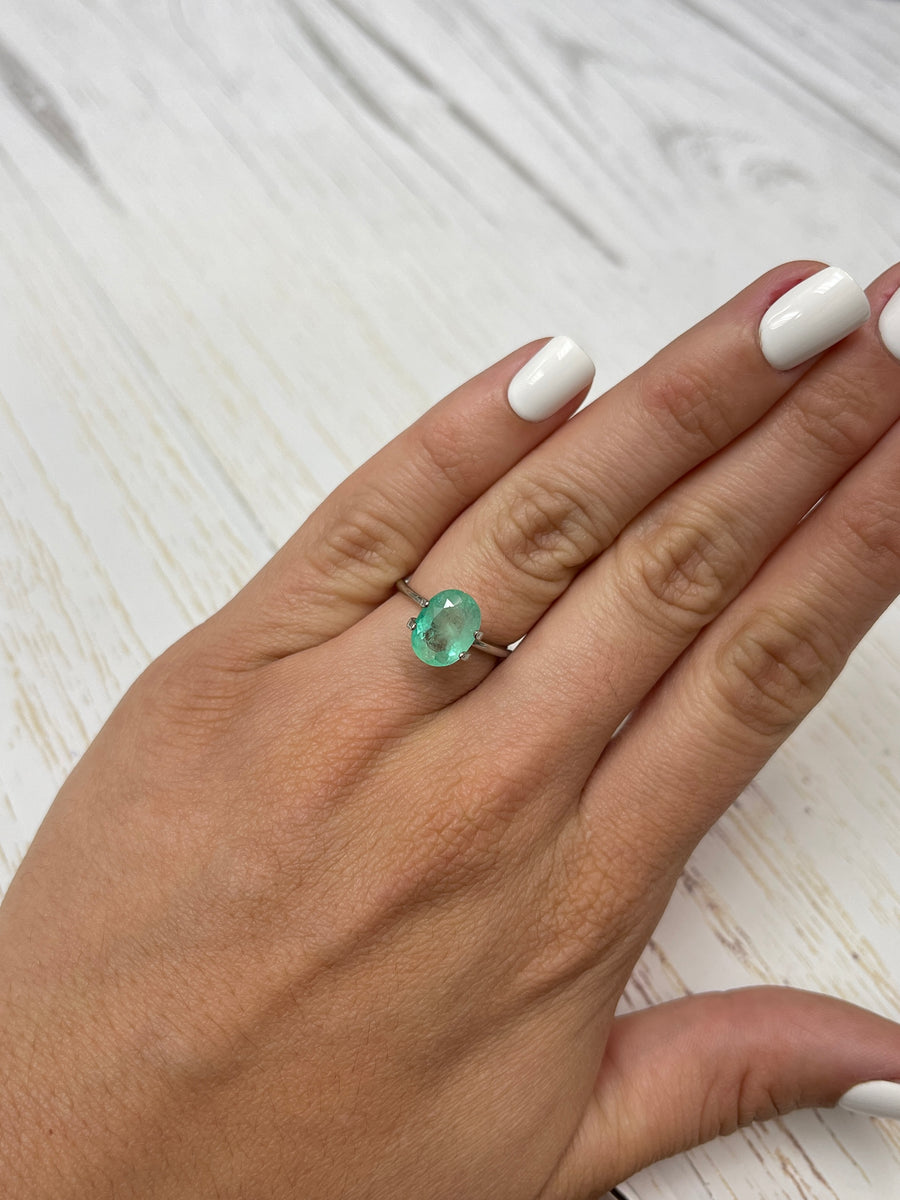 Oval-Cut Colombian Emerald - 2.42 Carat, Soft Green Hue