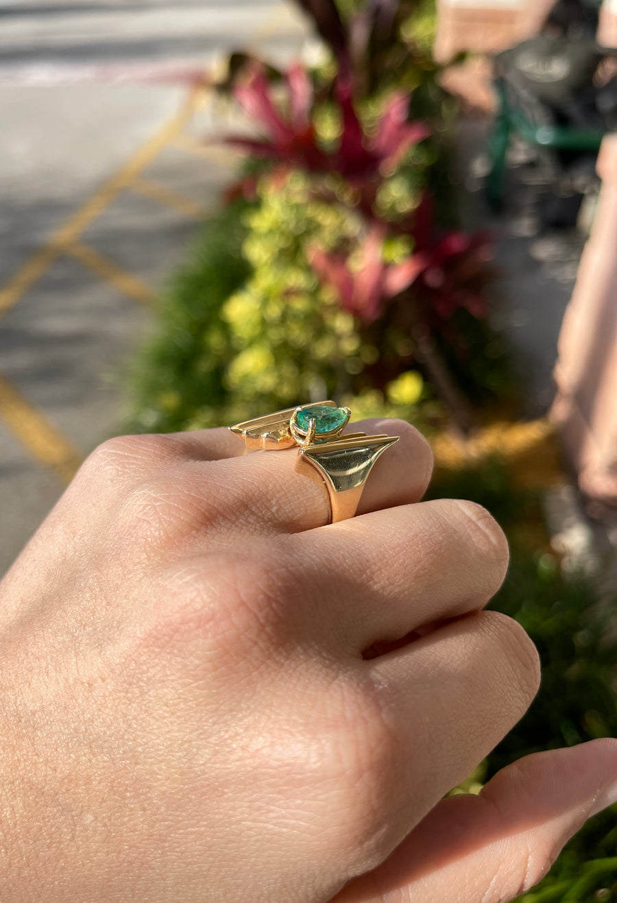 Emerald Solitaire Statement Ring Gold 14K