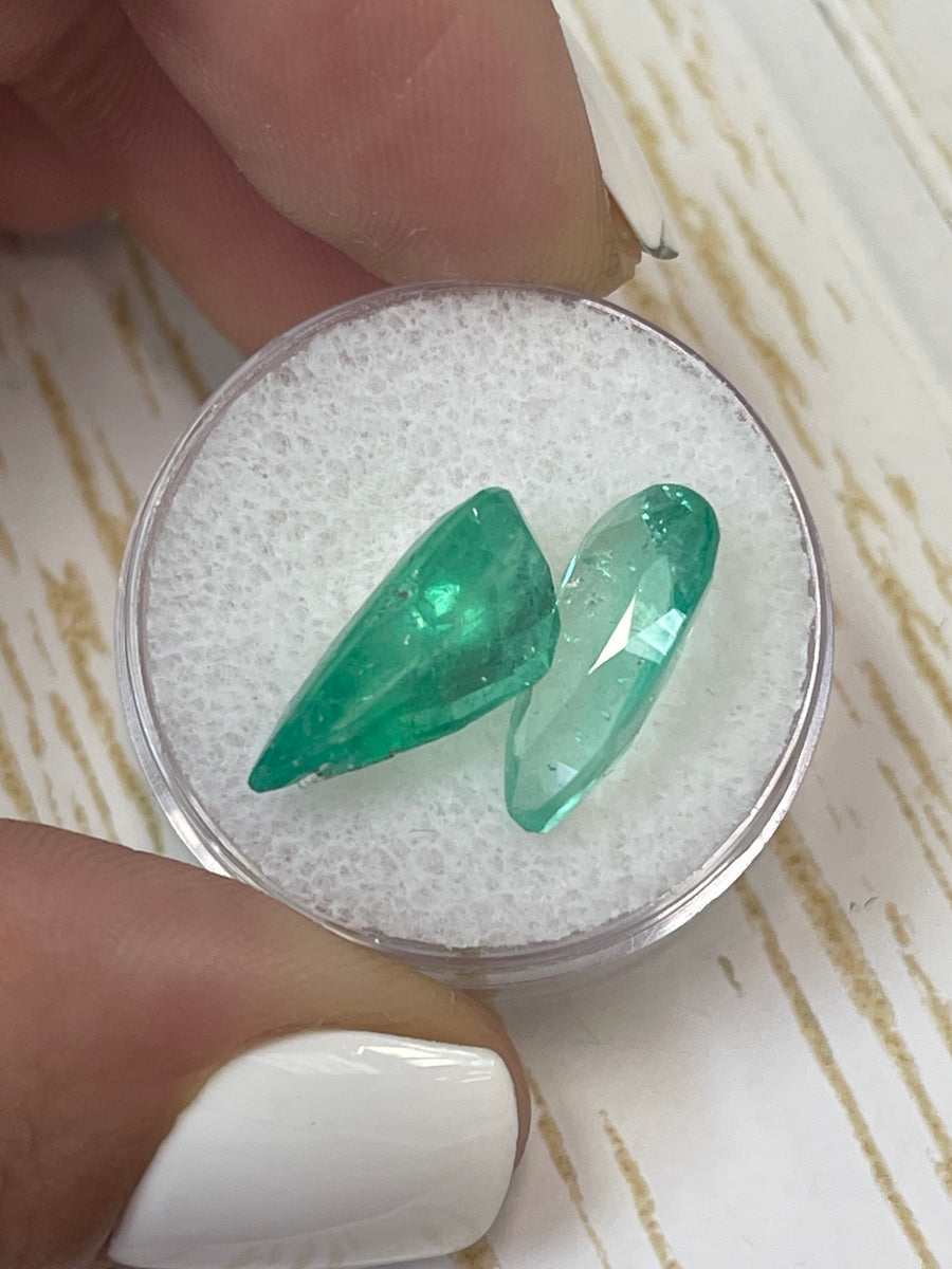Gorgeous 15x8mm Pear-Cut Colombian Emeralds - 7.60 Total Carat Weight, Loose Set